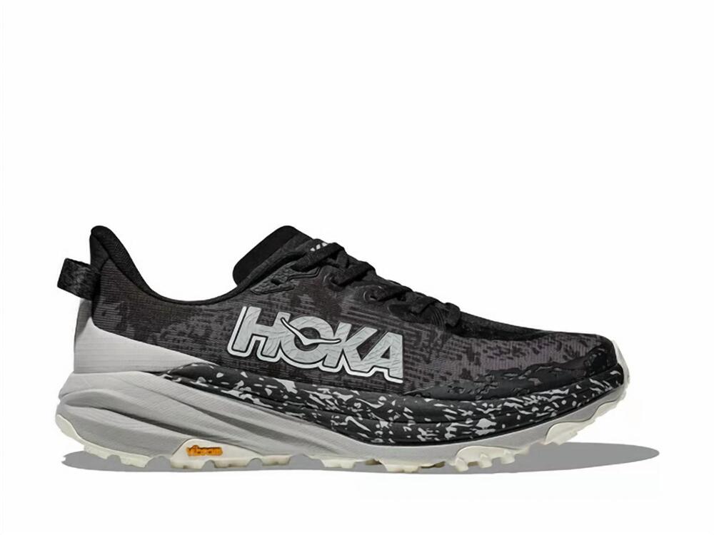 NEW HOKA men's speedgoat 6 running shoes in black/stardust